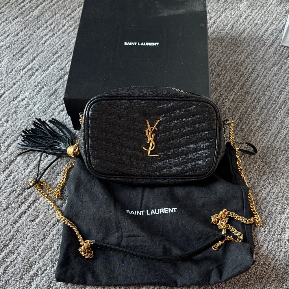Saint Laurent Black and Gold Shoulder Bag